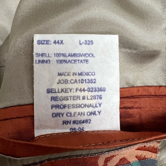 Men's Gatsby 44XL Lambswool Houndstooth Plaid Brown Tan 2-Button Blazer Jacket - Picture 12 of 12